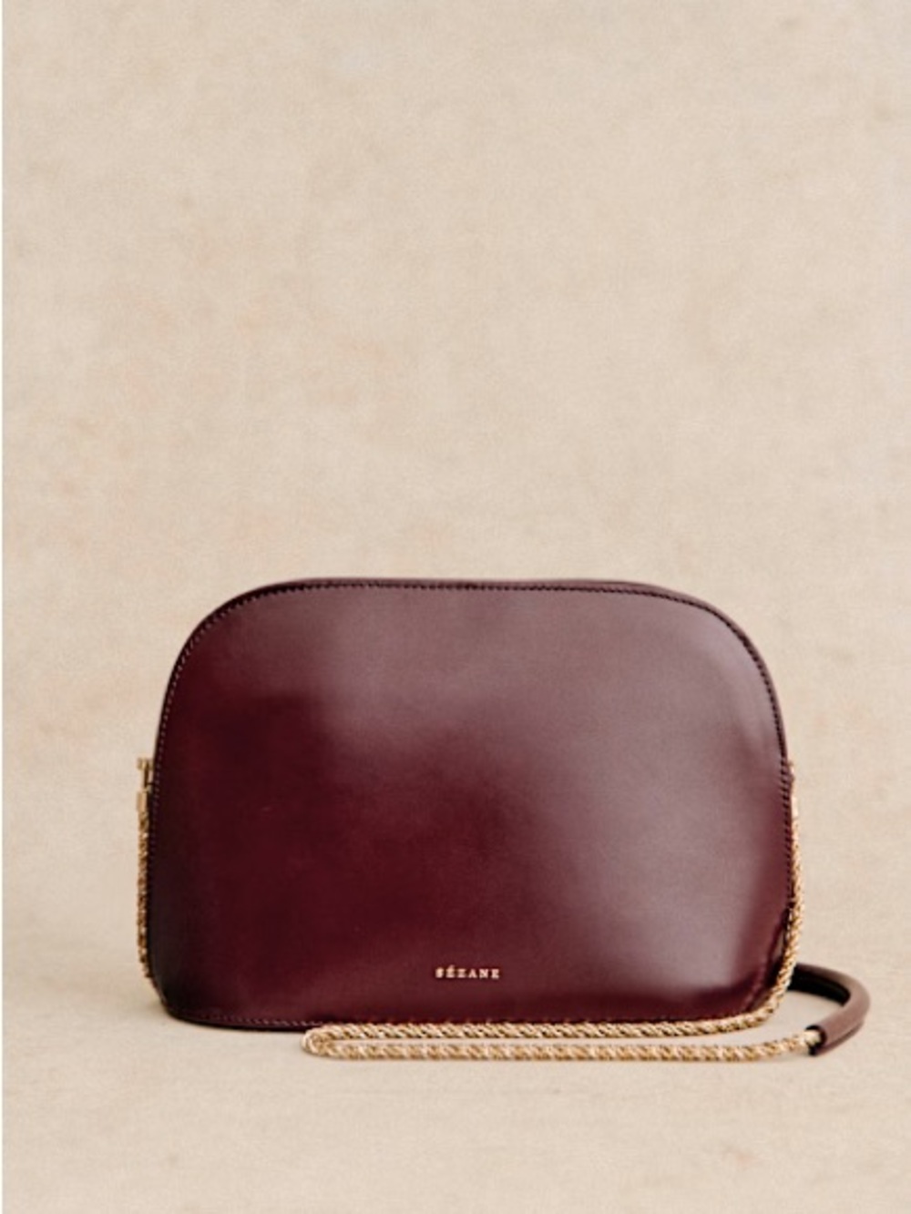 Sézane Victor Bag in Glossy Burgundy